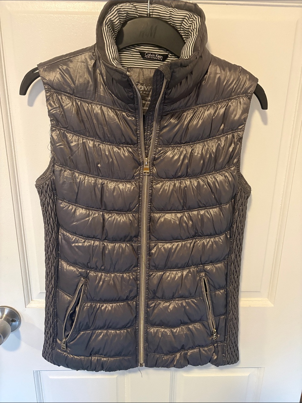 Calvin Klein Shiny Gray Quilted Puffer Vest